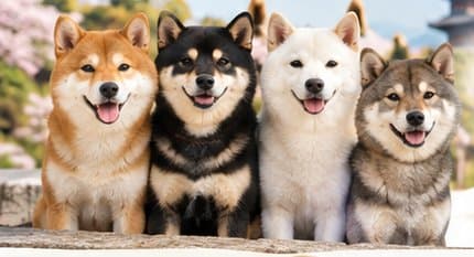Four Shibas who call shiba.town home
